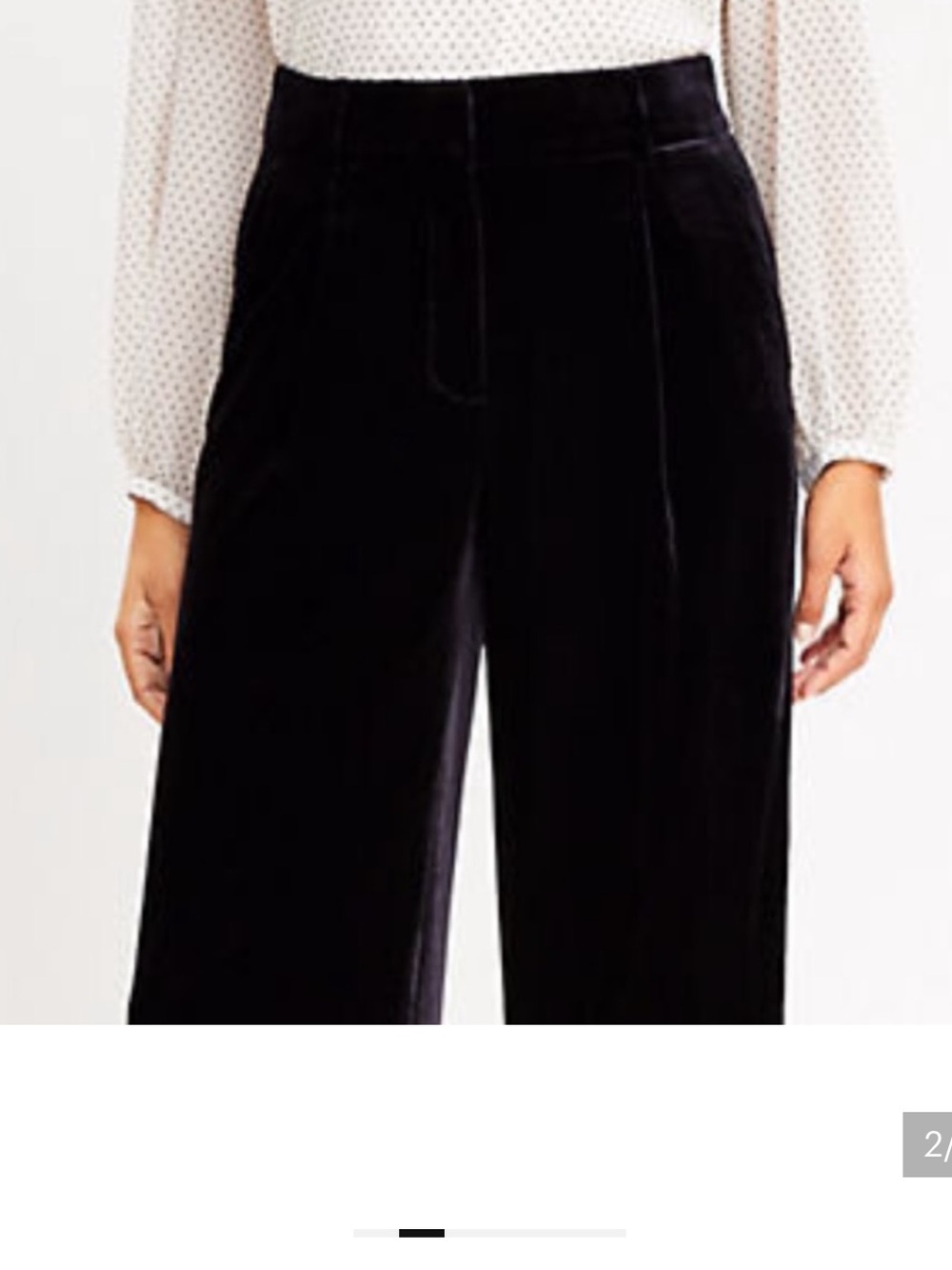 LOFT Black Velvet Wide-Leg Pants